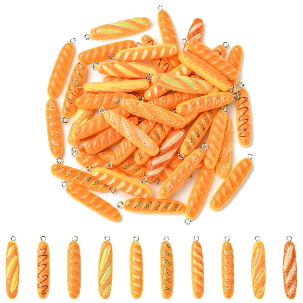 2741 50 pcs Imitation Bread Resin Charms Baguette Baking Food Dessert